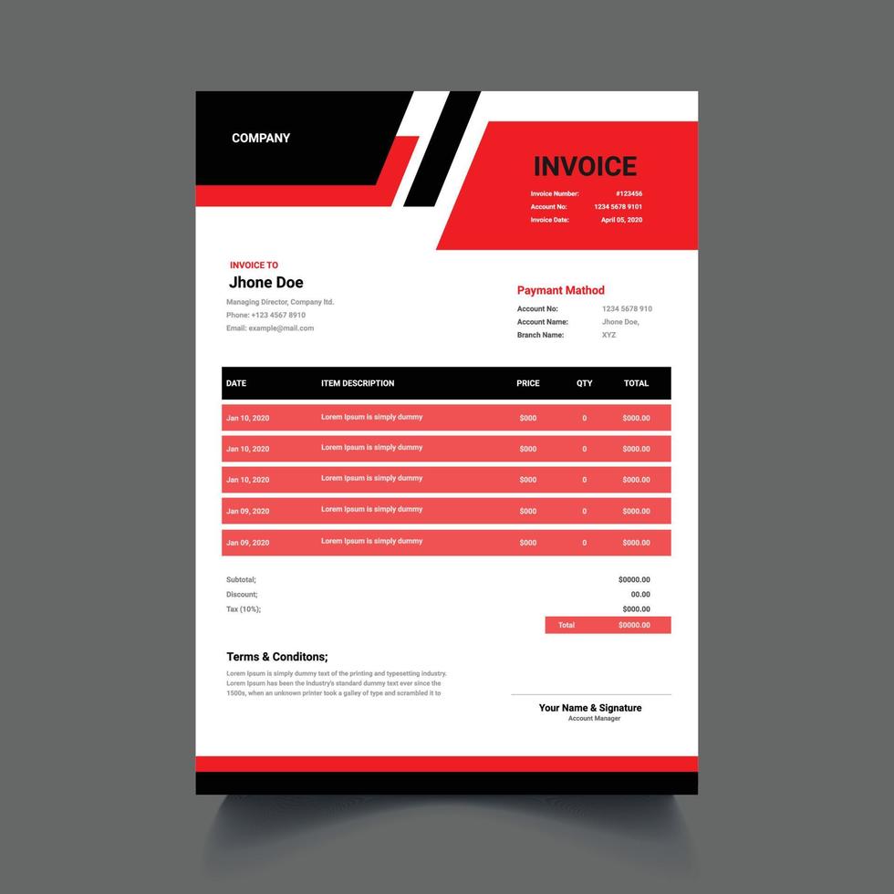 Invoice Design Template Ads vector