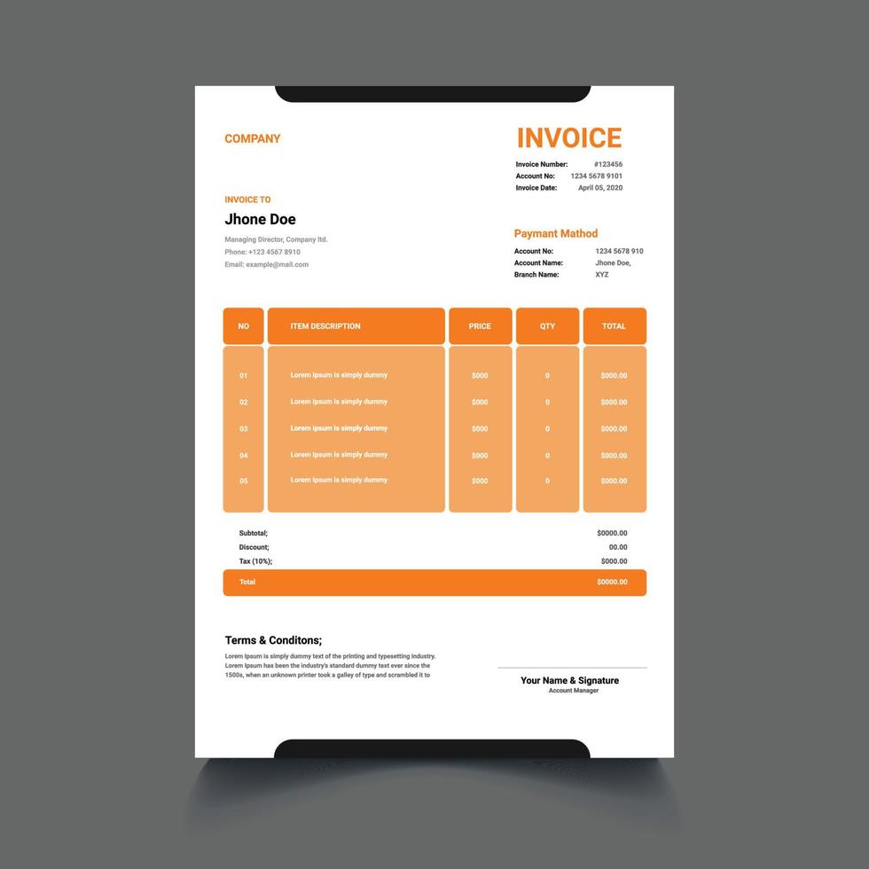 Invoice Design Template Ads vector