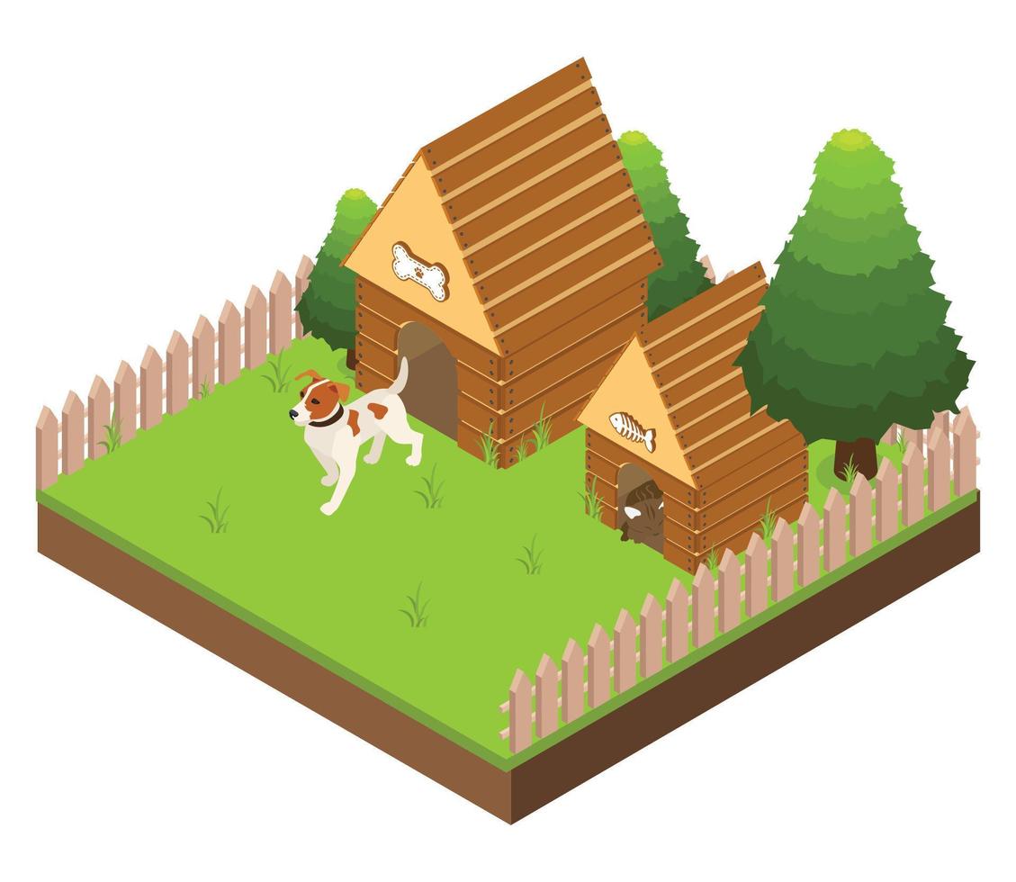 casa de perro y gato de barkitecture isométrica vector