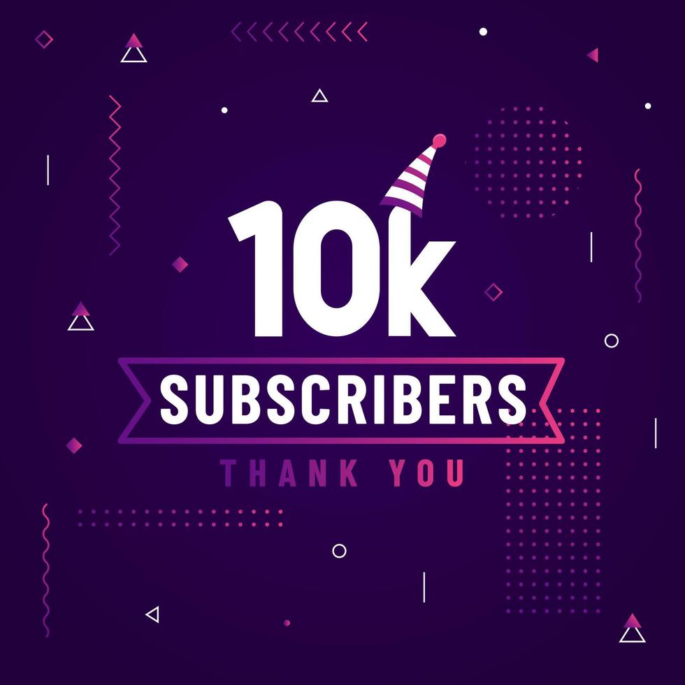 Thank you 10K subscribers, 10000 subscribers celebration modern colorful design. vector