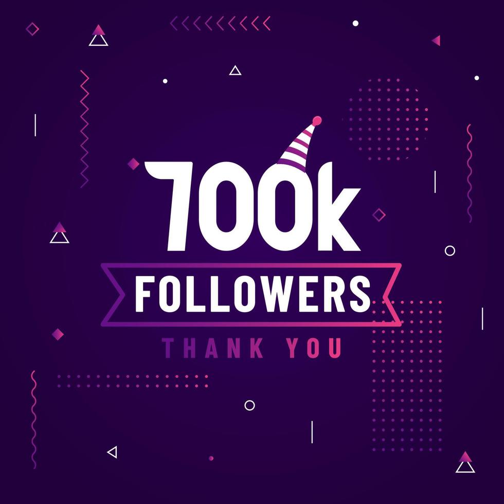 Thank you 700K followers, 700000 followers celebration modern colorful design. vector