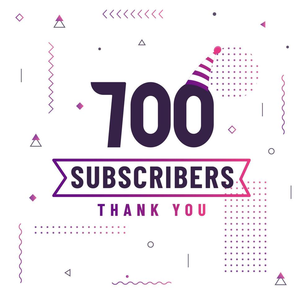 Thank you 700 subscribers celebration modern colorful design. vector