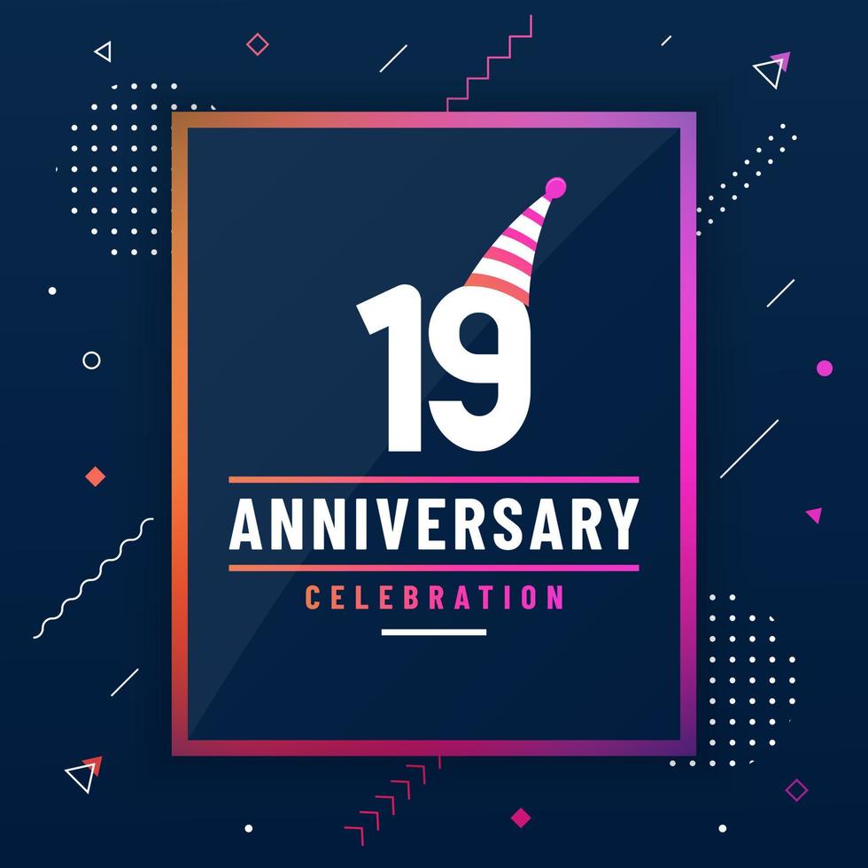 19 years anniversary greetings card, 19 anniversary celebration background free vector. vector