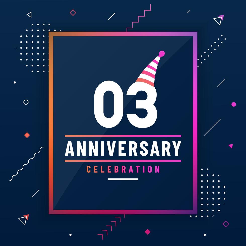 3 years anniversary greetings card, 3 anniversary celebration background free vector. vector