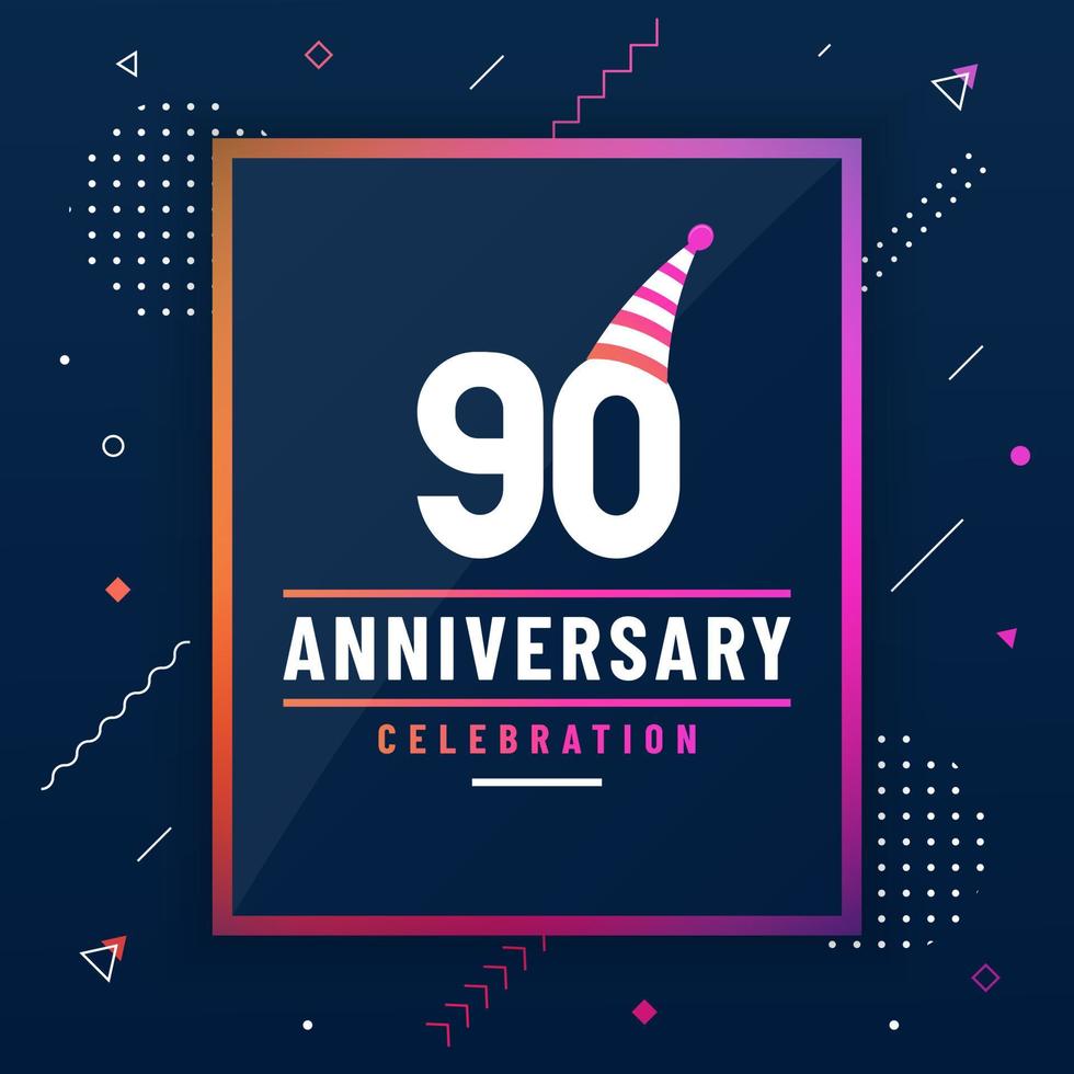 90 years anniversary greetings card, 90 anniversary celebration background free vector. vector