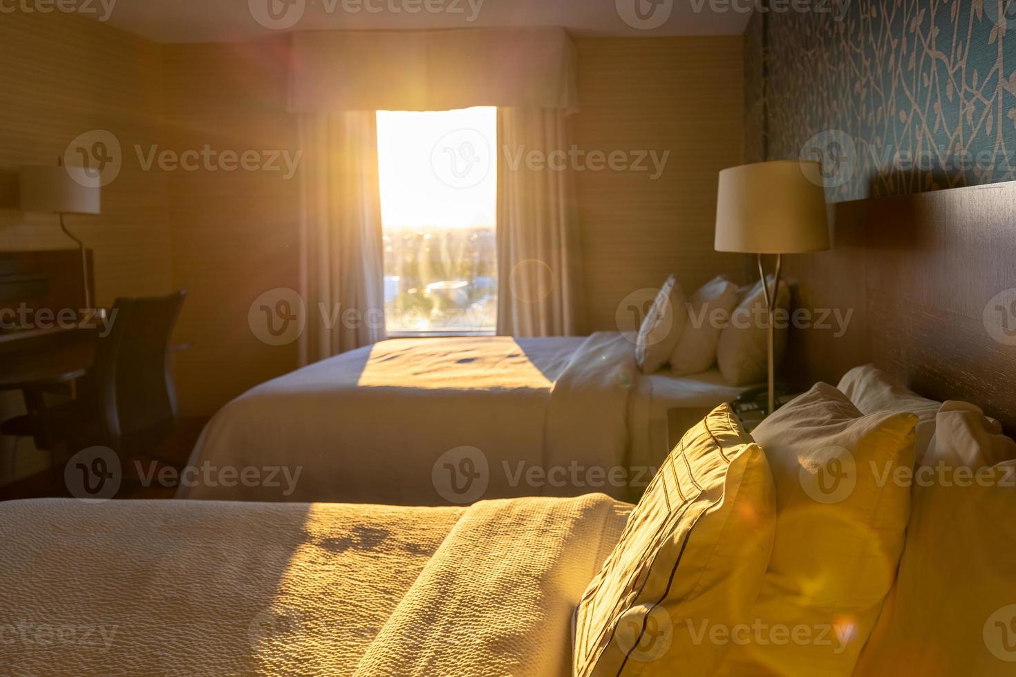 Generic concept of a luxury hotel room in north american downtown near airport photo