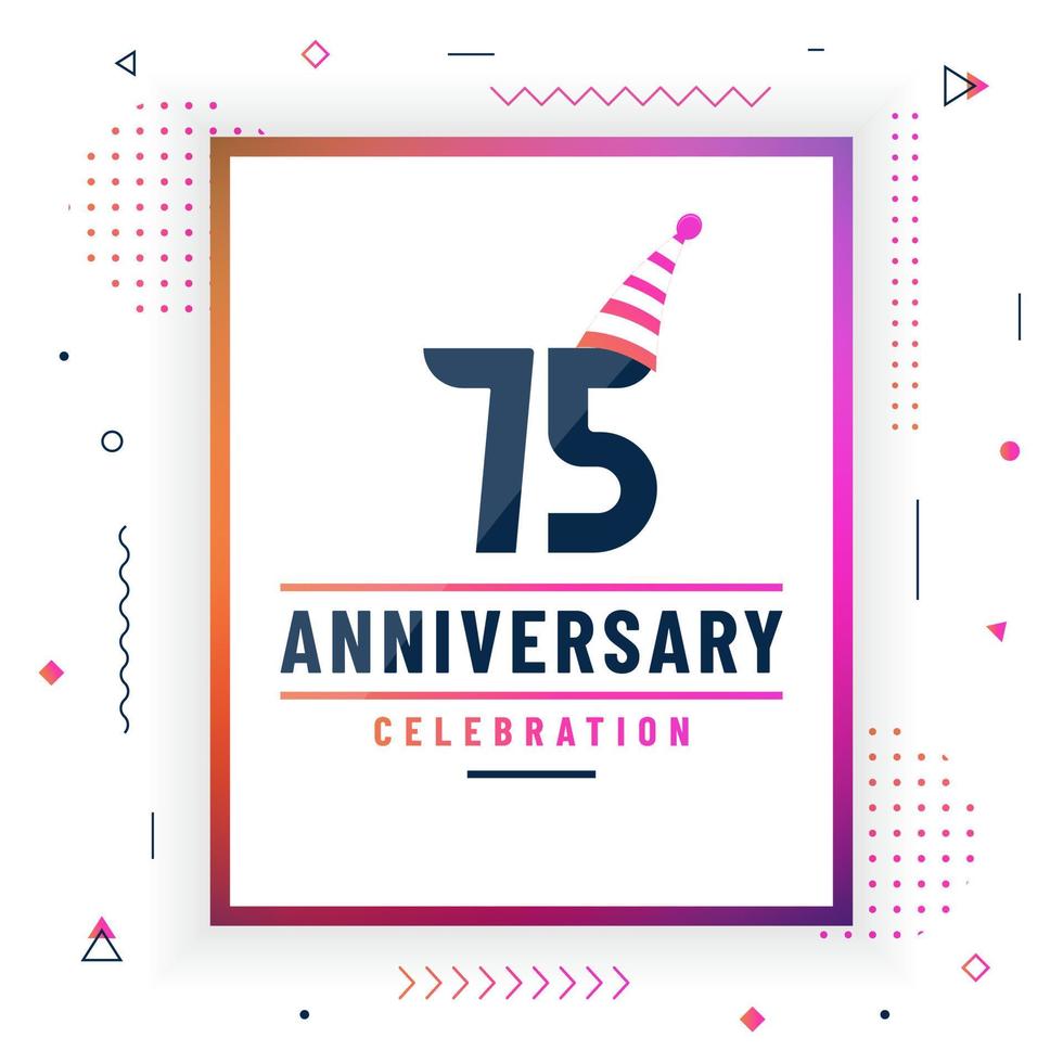 Tarjeta de felicitaciones de aniversario de 75 años, fondo de celebración de 75 aniversario vector gratuito.