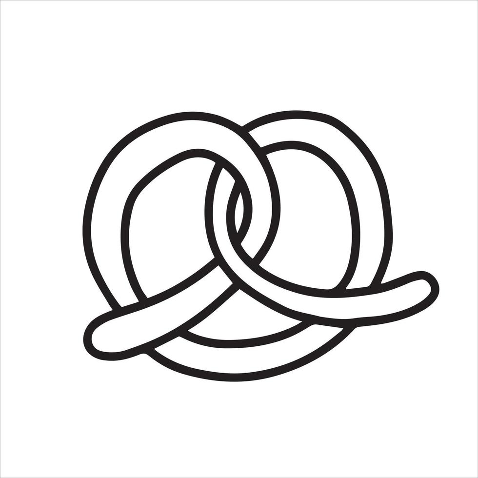 vector drawing in doodle style pretzel. simple line drawing of pretzel