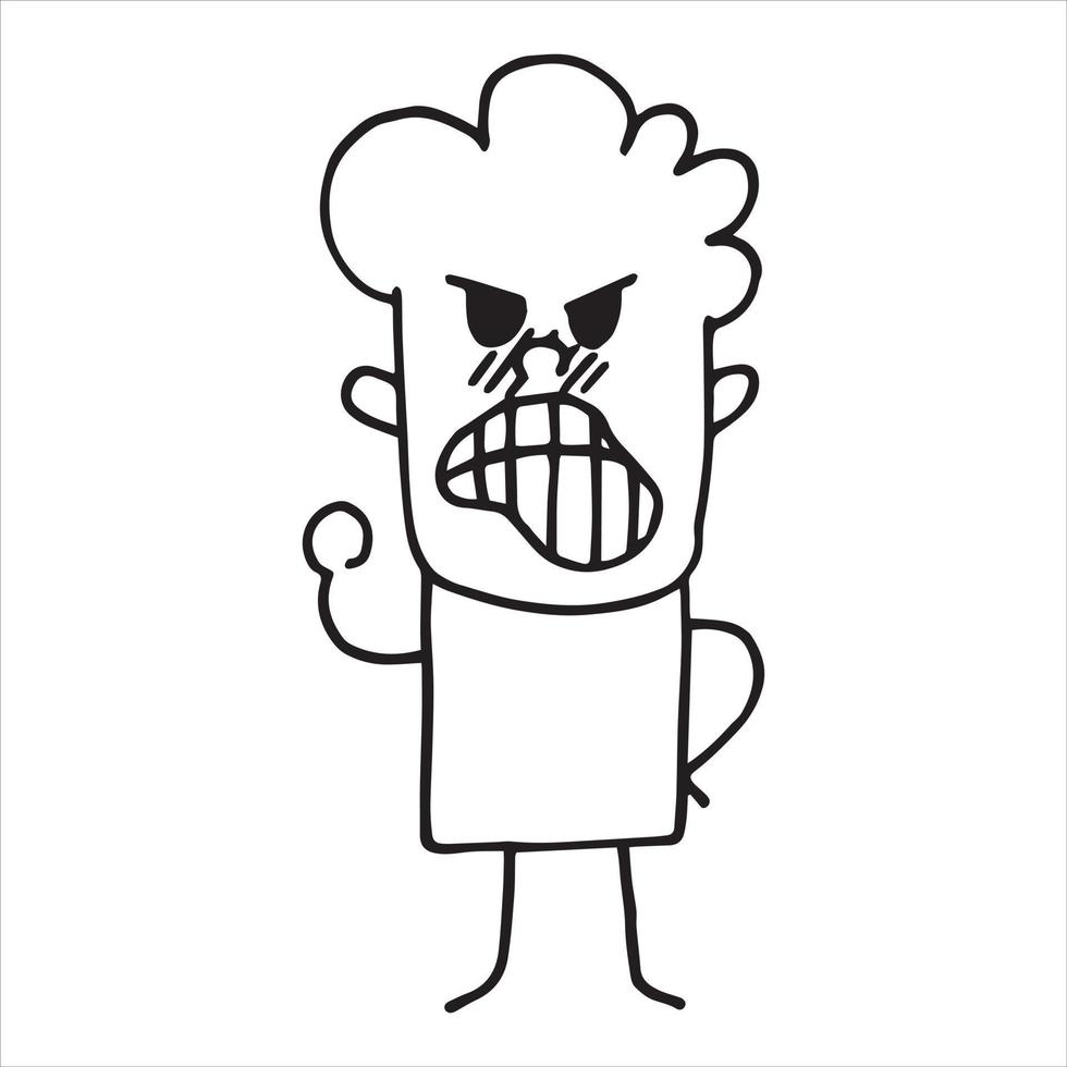 vector illustration in doodle style. a person in a state of anger. cute character for children, human emotions. isolated on white background man character. line drawing