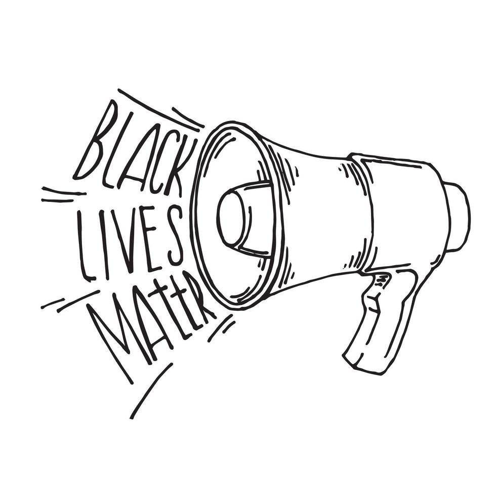 ilustración vectorial en estilo garabato. megáfono e inscripción materia de vida negra. símbolo de la lucha por los derechos civiles, derechos de los negros, no racismo. vector