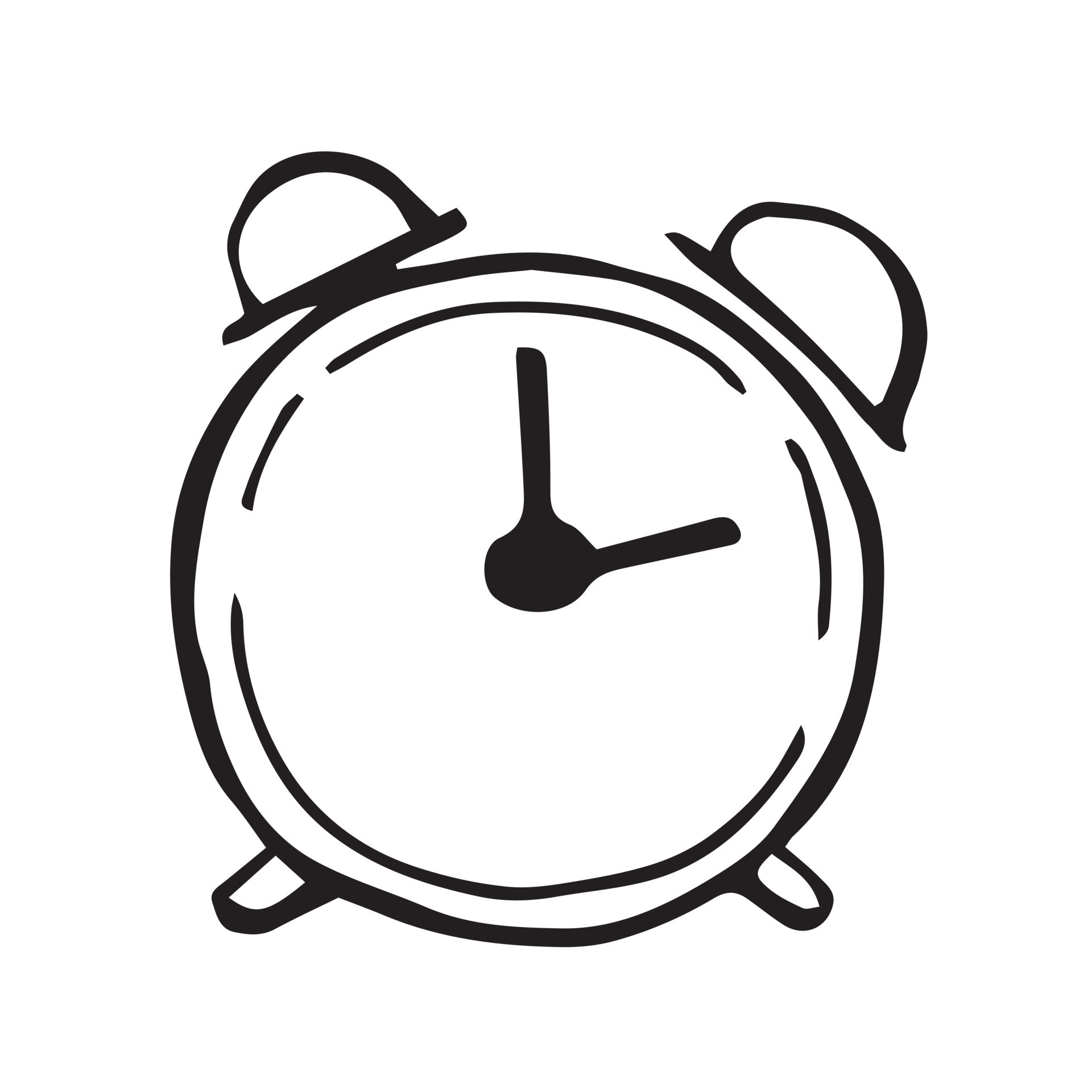 stock illustration vector drawing alarm clock isolated on white