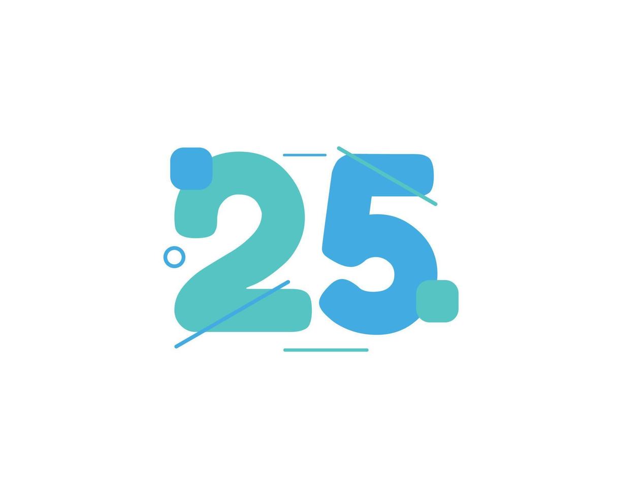 Plantilla de diseño de logotipo de celebraciones de aniversario de 25 años. vector
