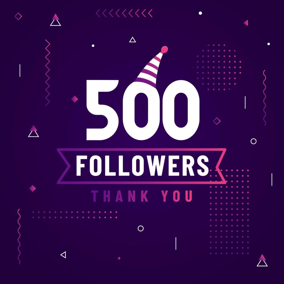 gracias 500 seguidores celebración diseño colorido moderno. vector