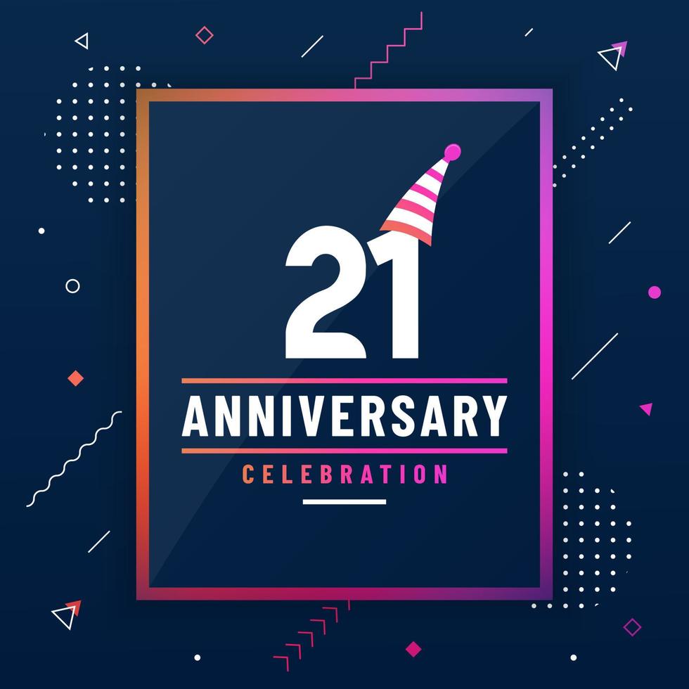 21 years anniversary greetings card, 21 anniversary celebration background free vector. vector