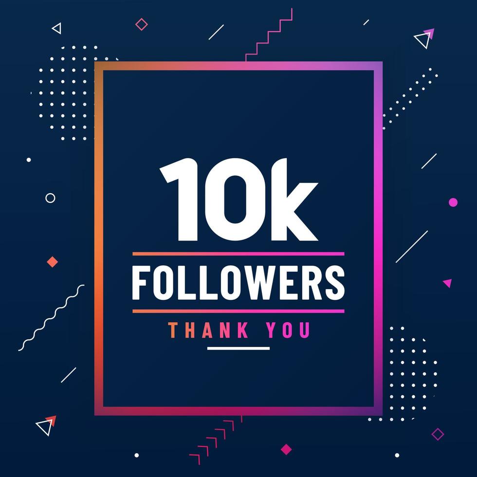 Thank you 10K followers, 10000 followers celebration modern colorful design. vector