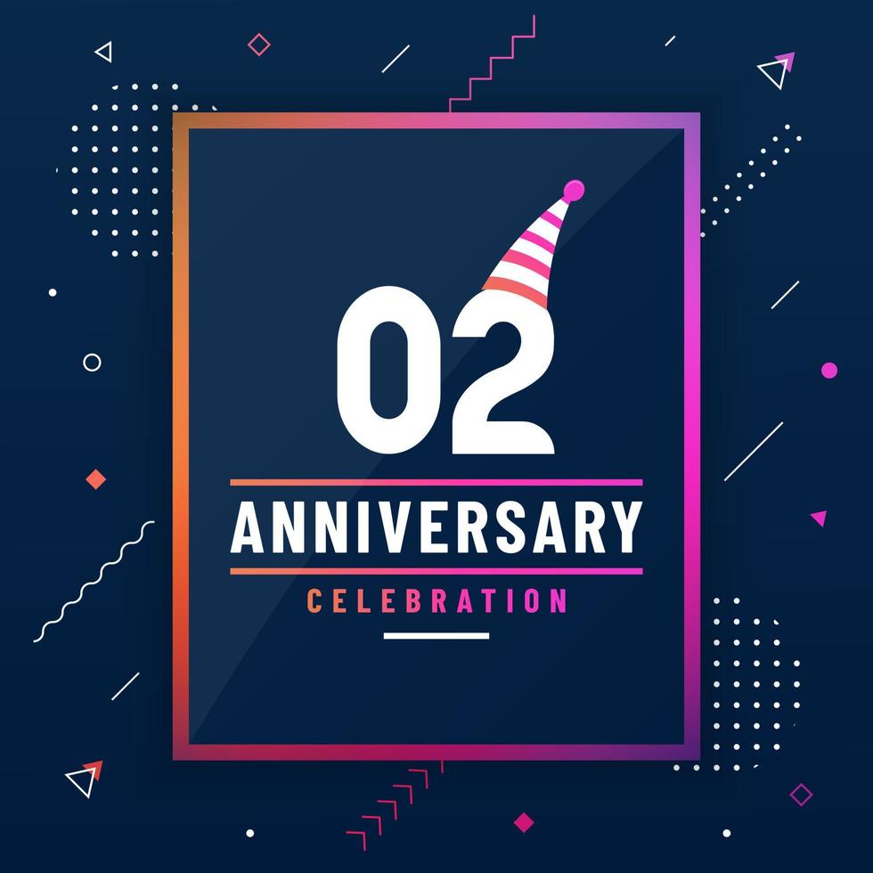 Tarjeta de felicitaciones de aniversario de 2 años, vector de fondo de celebración de aniversario 2 gratis.