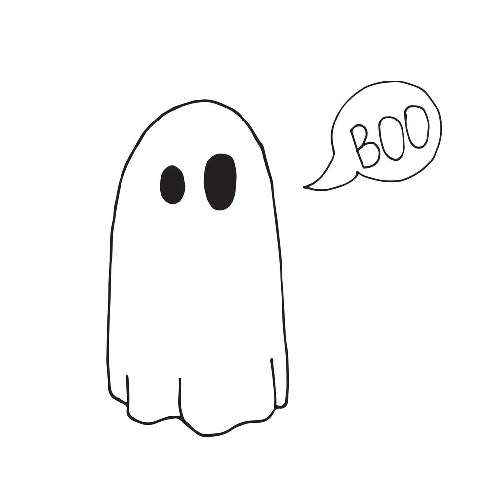 ilustración vectorial en estilo garabato. pequeño fantasma dibujo simple sobre el tema de halloween, un lindo fantasma. aislado sobre fondo blanco, diseño para vacaciones, para niños vector