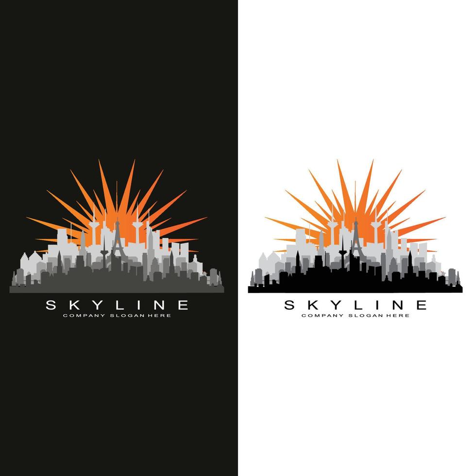 City Skyline,Skyscraper for Urban Real Estate Building Logo Design Vector