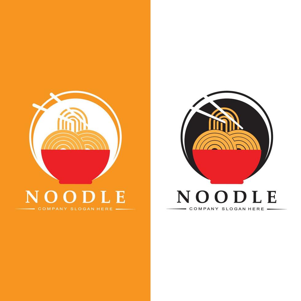 una colección de inspiración para logotipos de fideos. plantilla de diseño de tazón y comida china. Ilustración de concepto retro vector