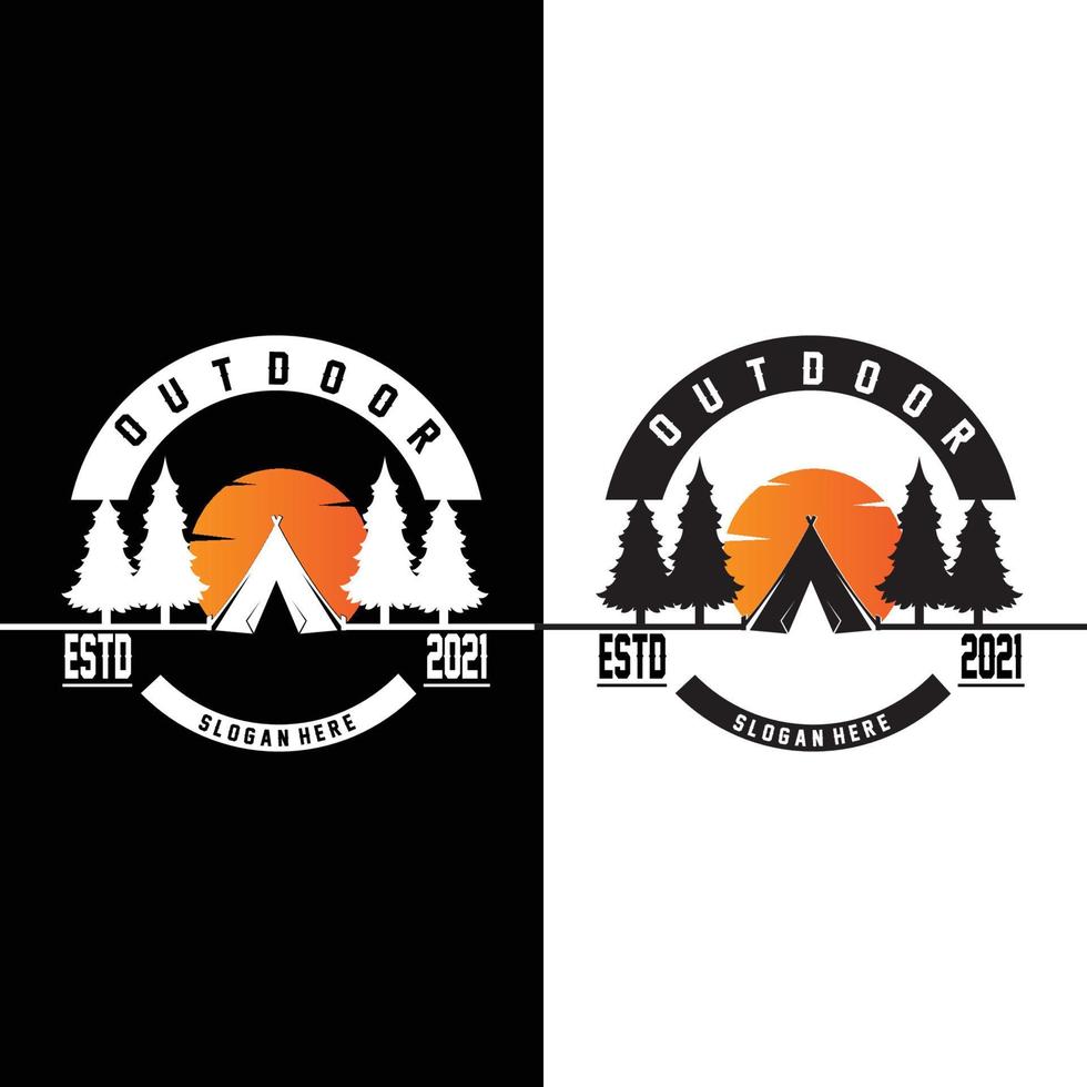 camping outdoor logo icon vector. concept retro illustration design vector
