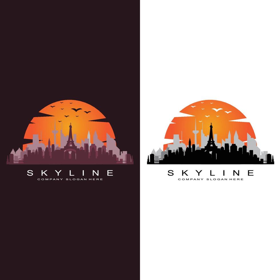 City Skyline,Skyscraper for Urban Real Estate Building Logo Design Vector