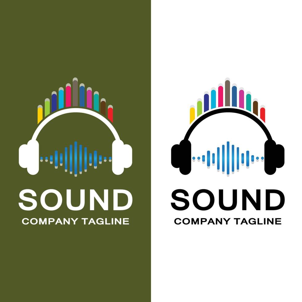 music sound wave logo icon vector, speaker and headset vector