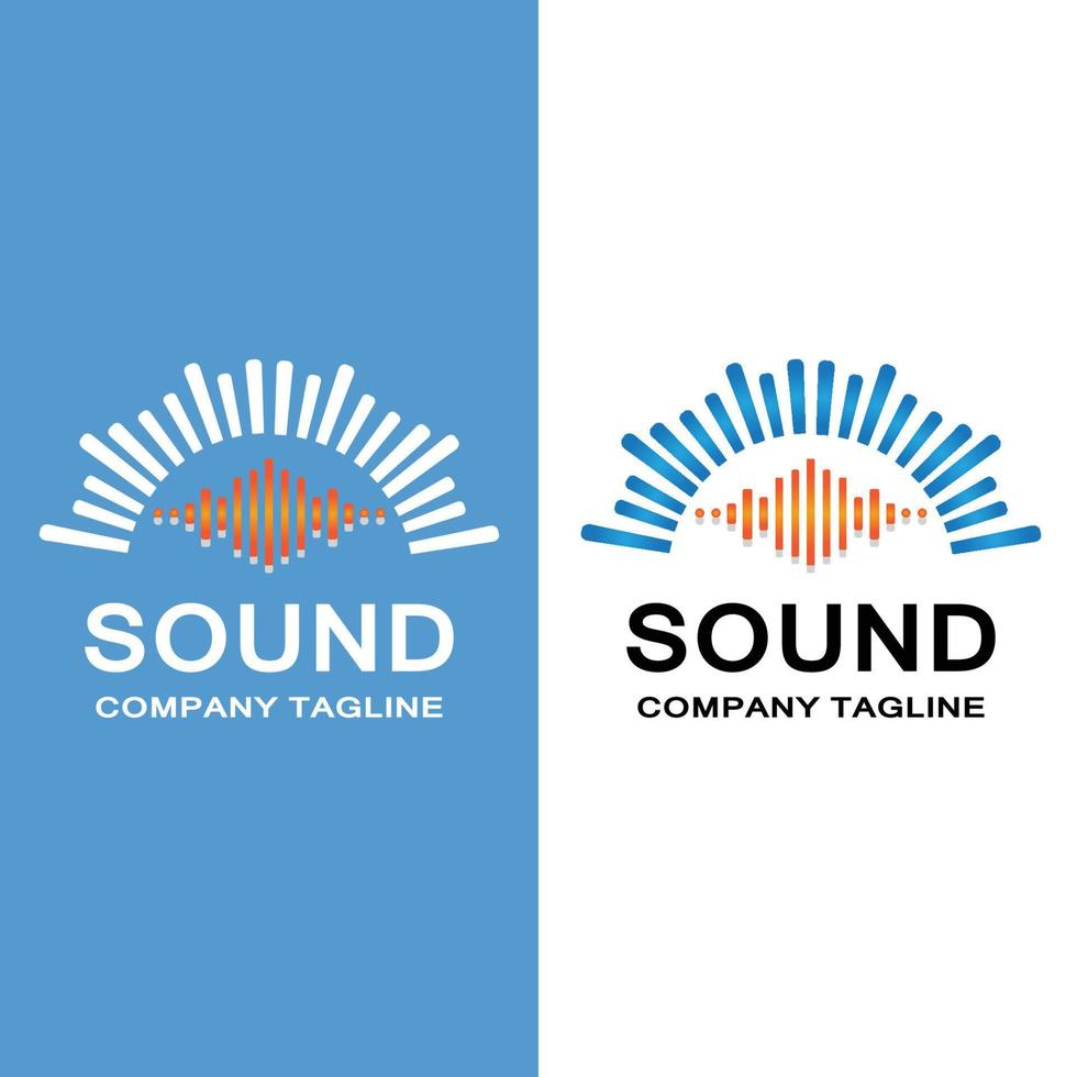 vector de icono de logotipo de onda de sonido de música, altavoz y auriculares