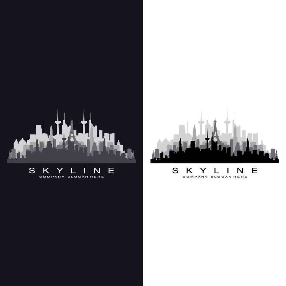 City Skyline,Skyscraper for Urban Real Estate Building Logo Design Vector