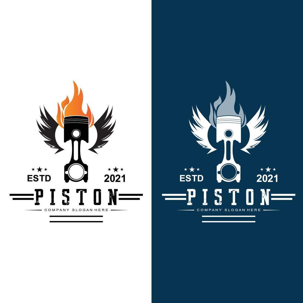 Engine Piston Logo Icon Vector Car vehicle, drive tool, retro background