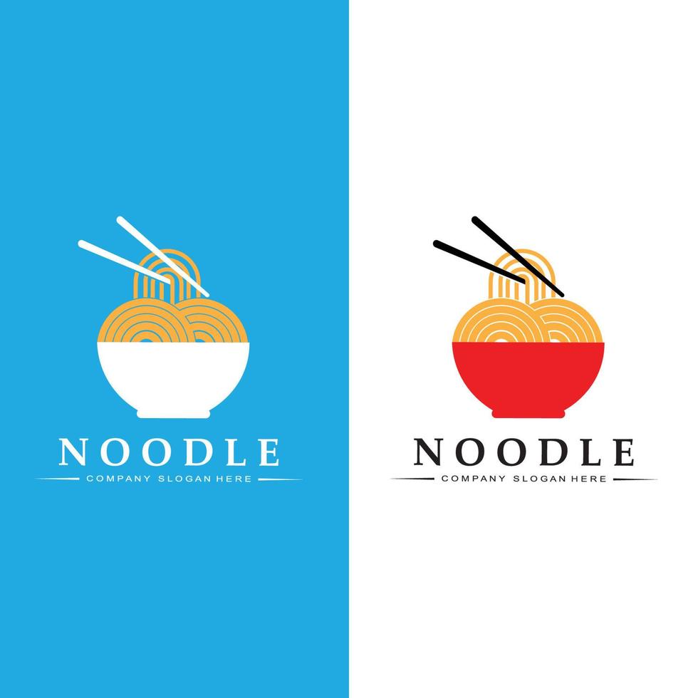 una colección de inspiración para logotipos de fideos. plantilla de diseño de tazón y comida china. Ilustración de concepto retro vector