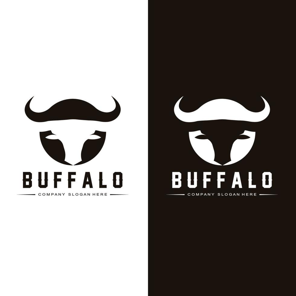 Bison Bull Buffalo Logo Vector Icon,Farm Animal Vintage Retro Logo design