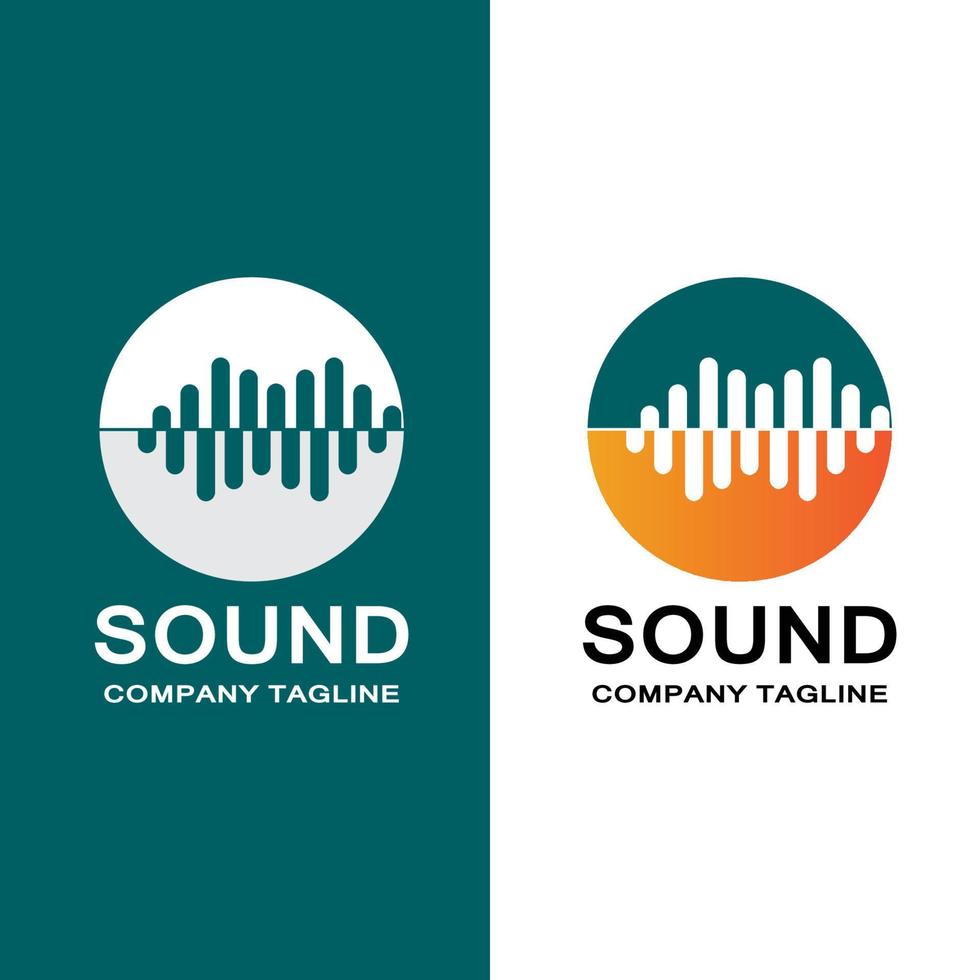 vector de icono de logotipo de onda de sonido de música, altavoz y auriculares