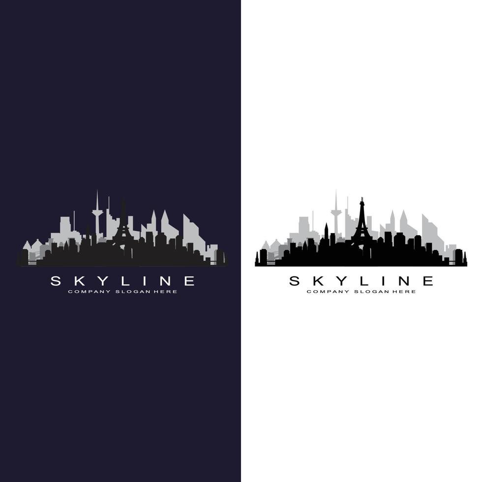 City Skyline,Skyscraper for Urban Real Estate Building Logo Design Vector