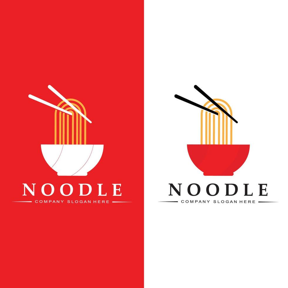 una colección de inspiración para logotipos de fideos. plantilla de diseño de tazón y comida china. Ilustración de concepto retro vector