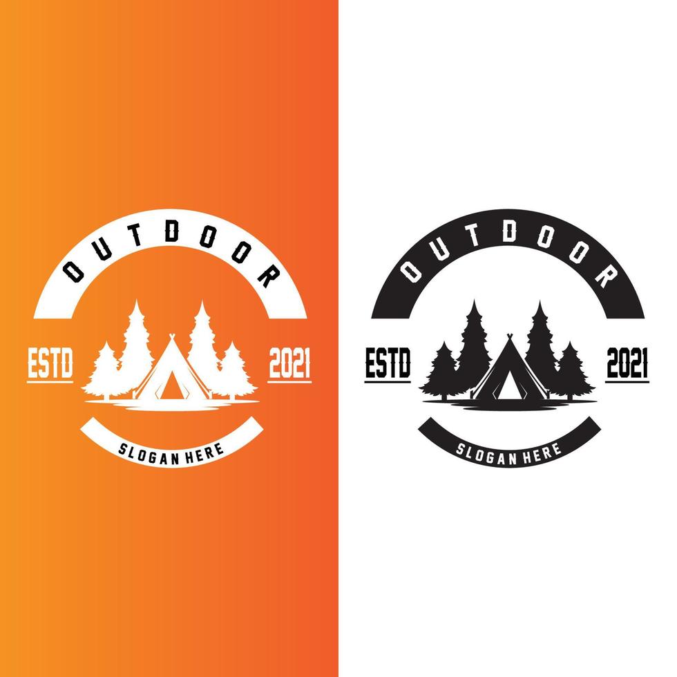 camping outdoor logo icon vector. concept retro illustration design vector