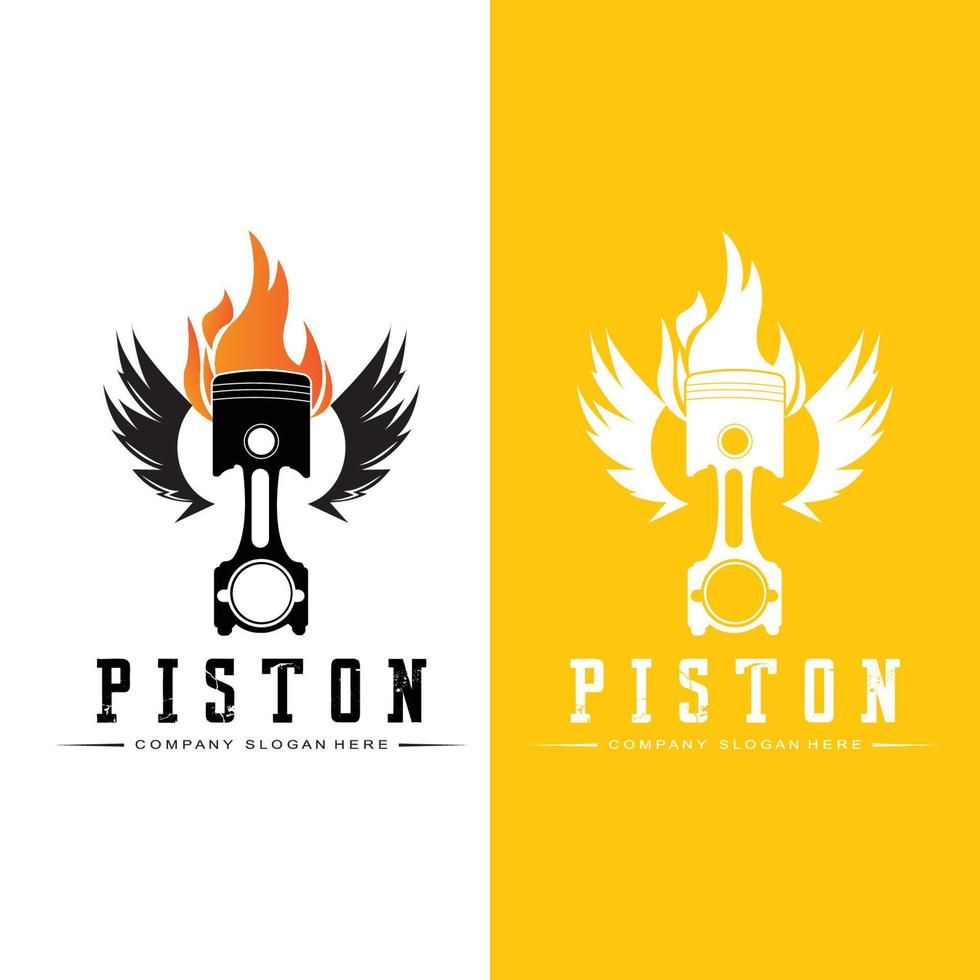 Engine Piston Logo Icon Vector Car vehicle, drive tool, retro background