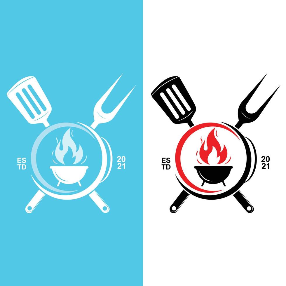 logotipo de barbacoa rústica retro vintage. diseño de comida o parrilla, ilustración de vector de icono