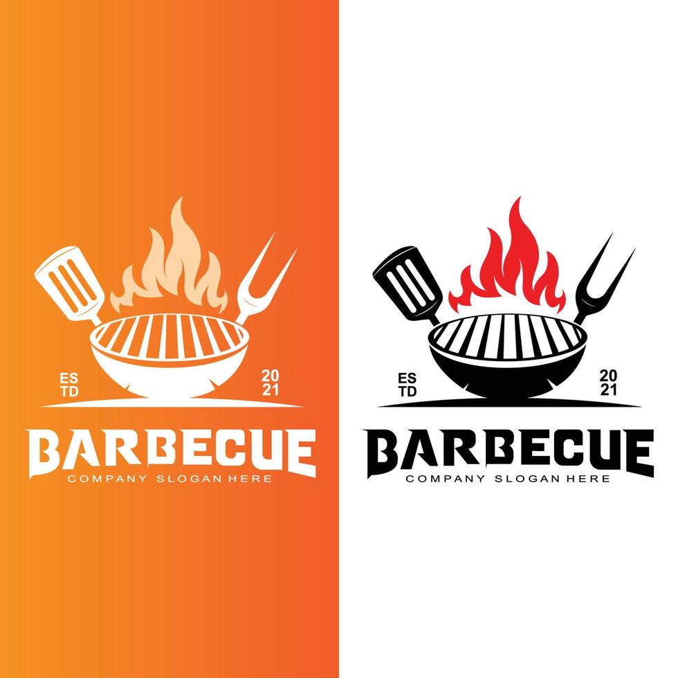 logotipo de barbacoa rústica retro vintage. diseño de comida o parrilla, ilustración de vector de icono