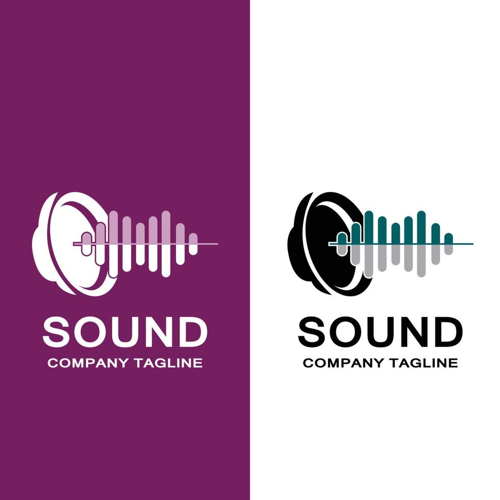 vector de icono de logotipo de onda de sonido de música, altavoz y auriculares