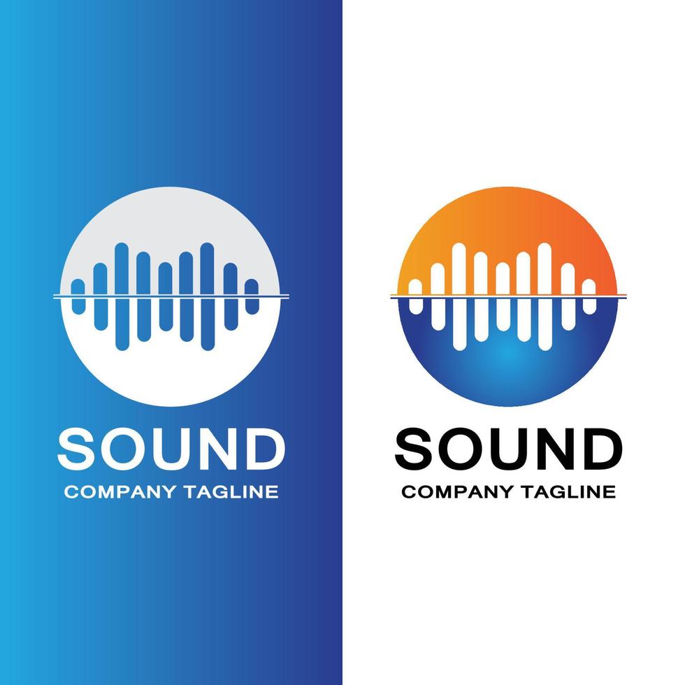 vector de icono de logotipo de onda de sonido de música, altavoz y auriculares