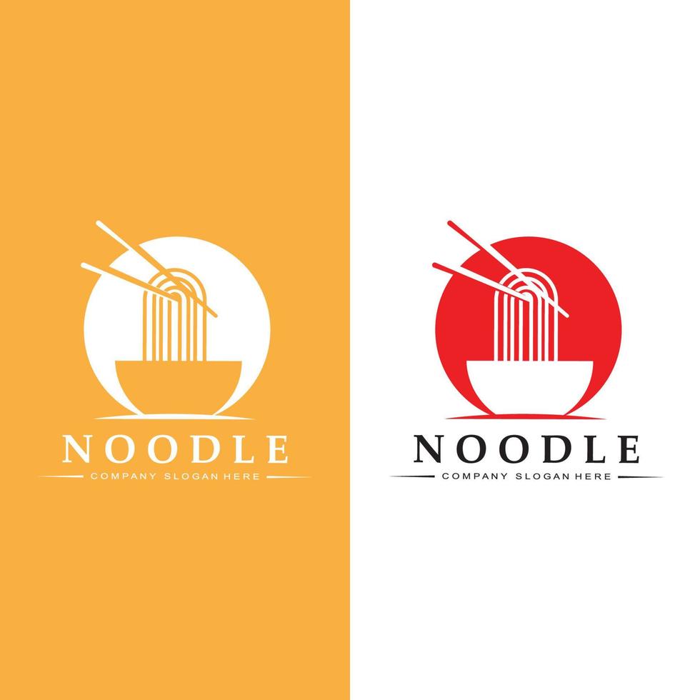 una colección de inspiración para logotipos de fideos. plantilla de diseño de tazón y comida china. Ilustración de concepto retro vector