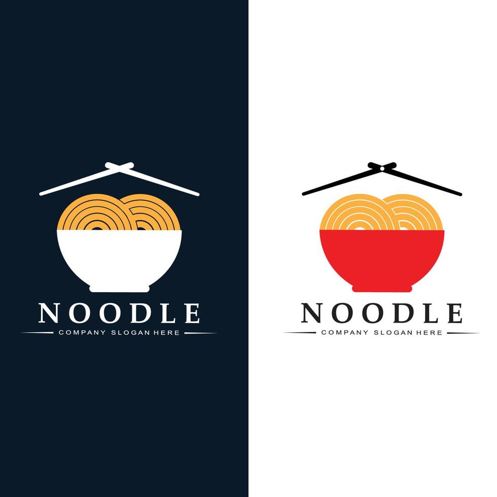 una colección de inspiración para logotipos de fideos. plantilla de diseño de tazón y comida china. Ilustración de concepto retro vector