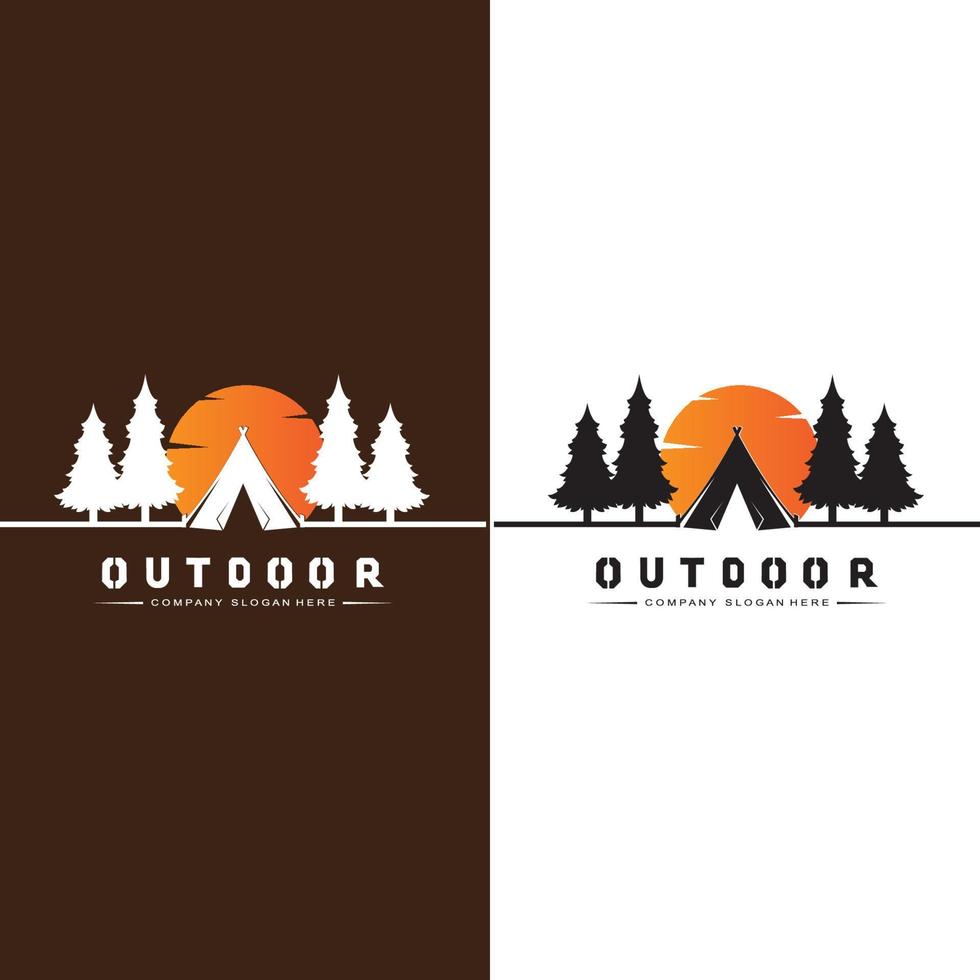 camping outdoor logo icon vector. concept retro illustration design vector