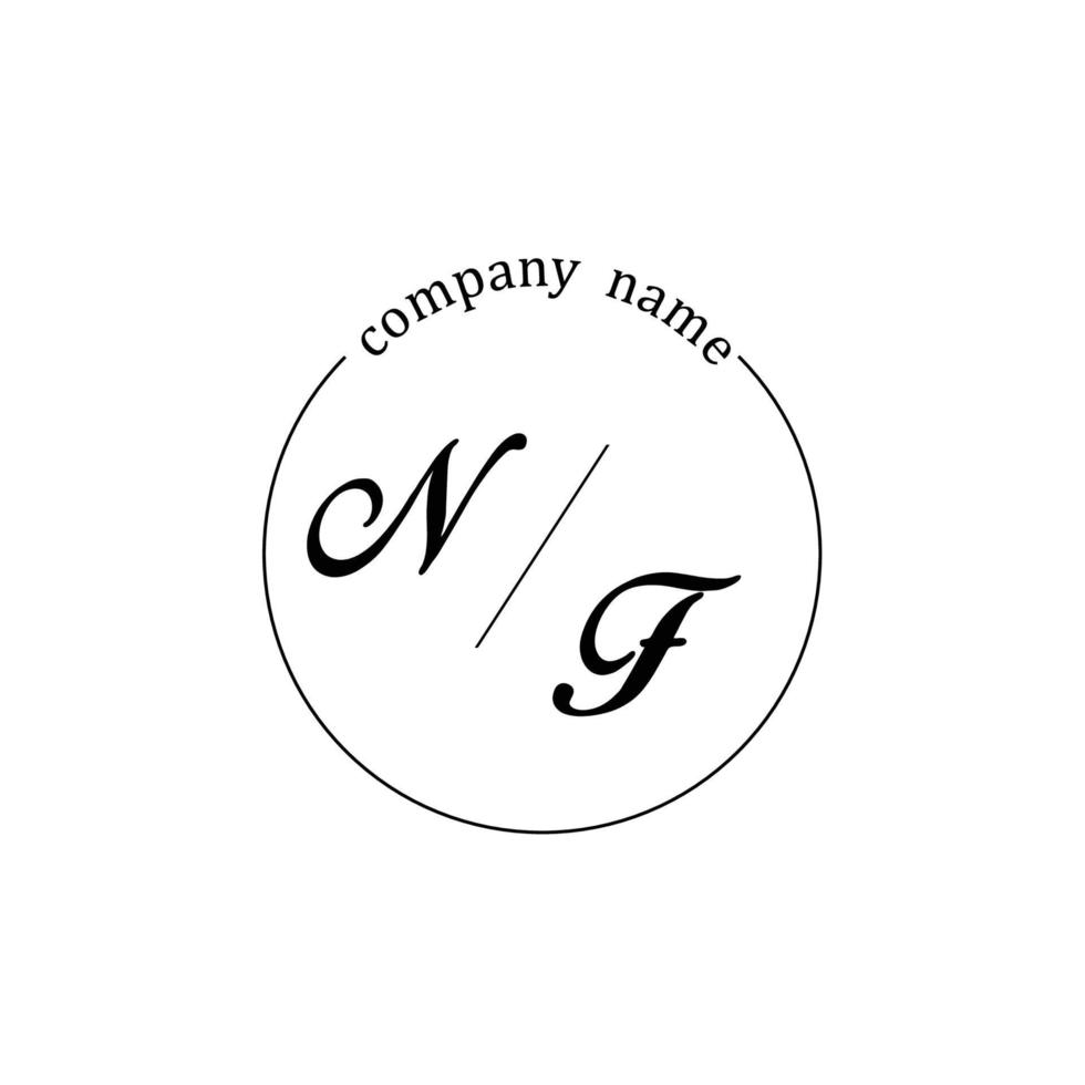 Initial NF logo monogram letter minimalist vector