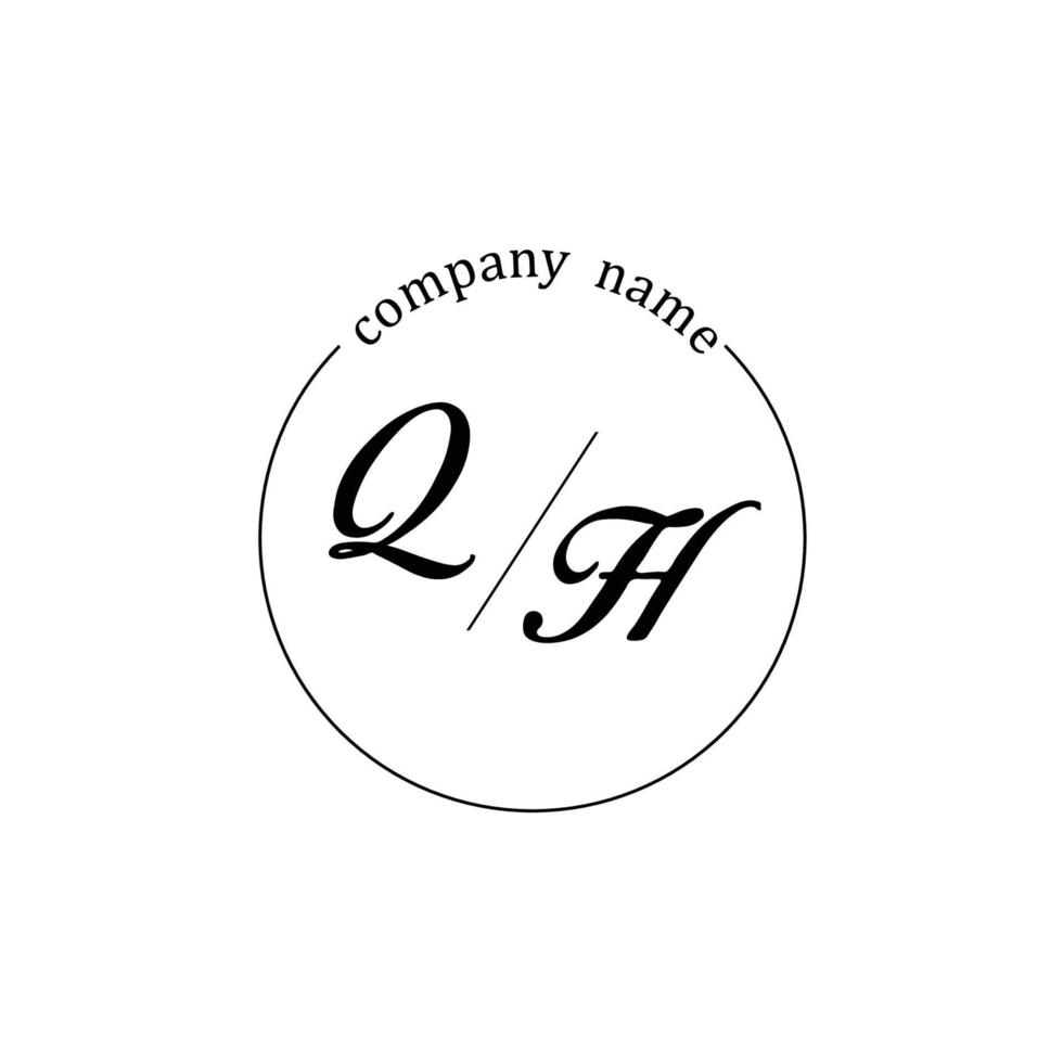 Initial QH logo monogram letter minimalist vector
