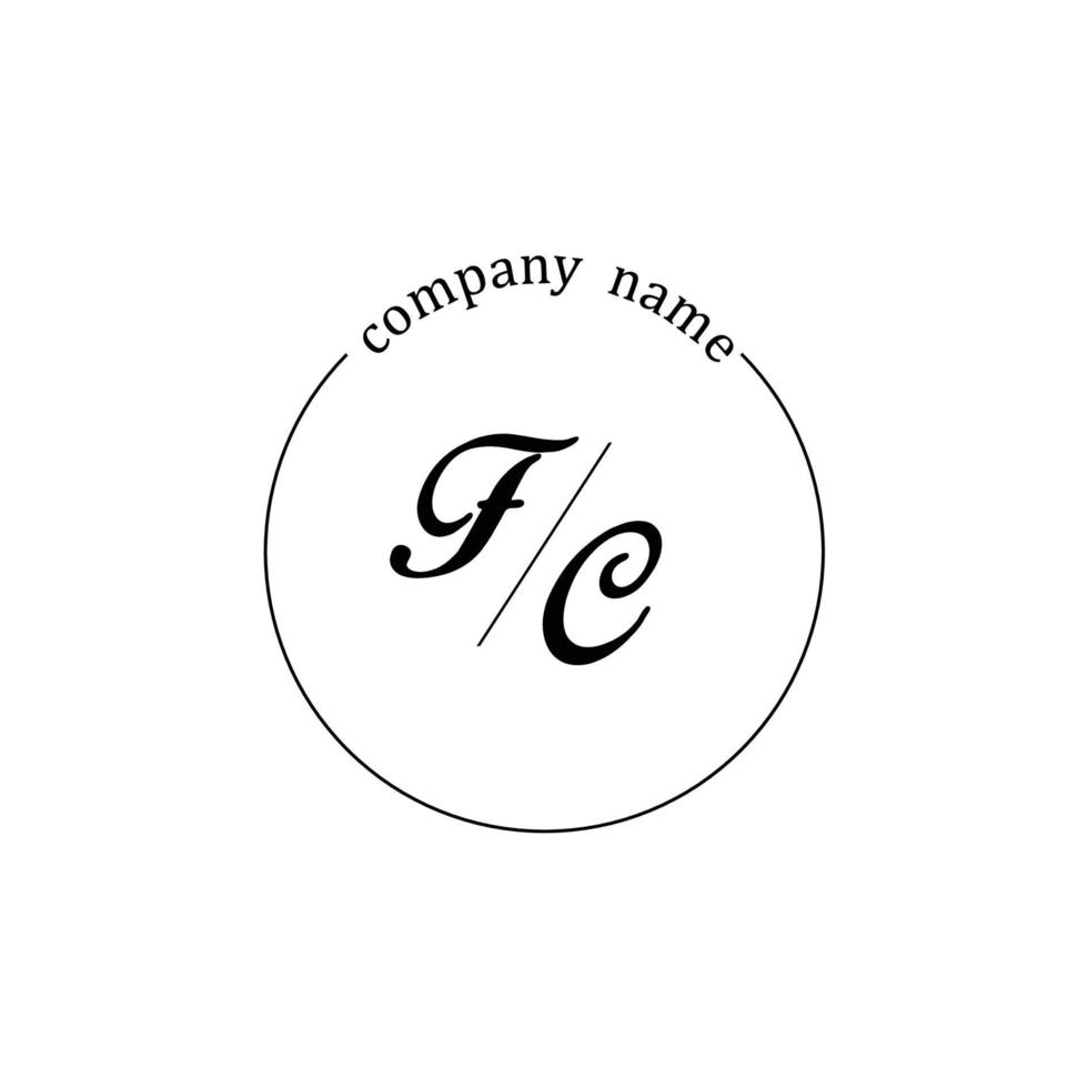 letra inicial del monograma del logotipo de fc minimalista vector