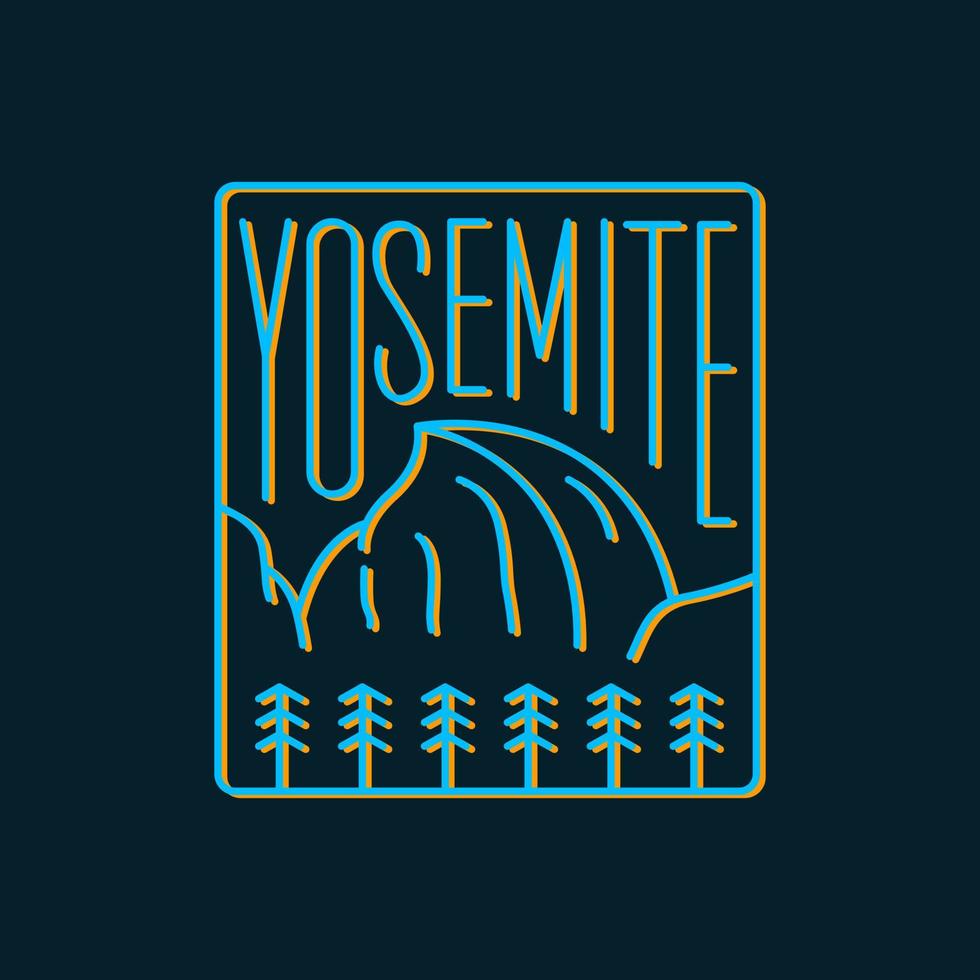 Vector of Yosemite Dome in mono line art