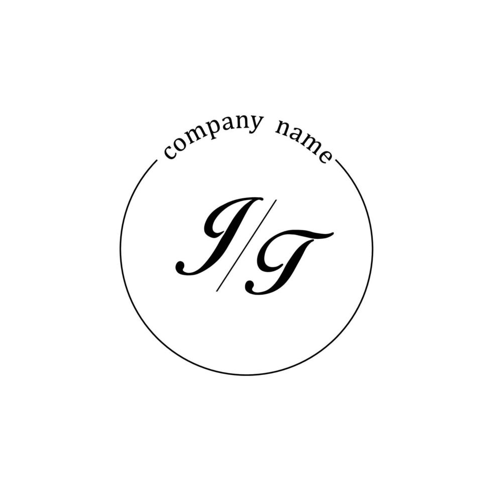Initial JT logo monogram letter minimalist vector
