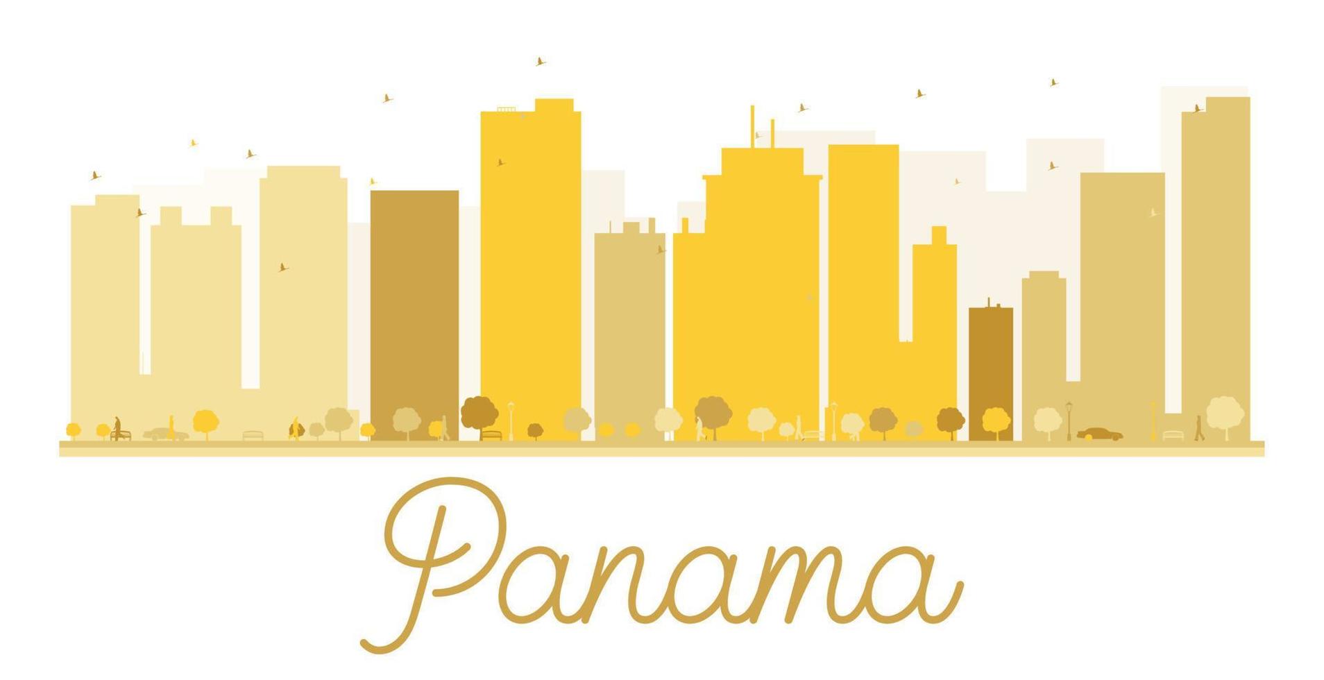 Panama City skyline golden silhouette. vector