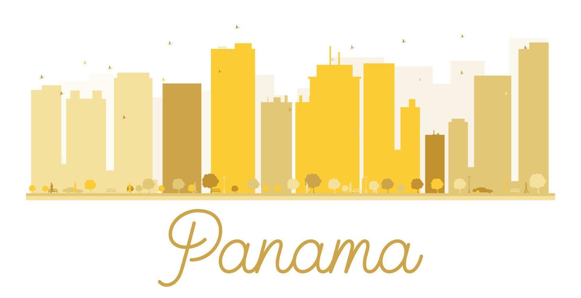 silueta dorada del horizonte de la ciudad de panamá. vector